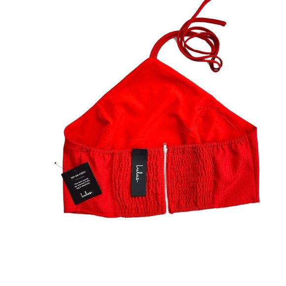 LULUS ~ Elegant Red Halter 2-Piece Wide Leg Pantsuit size XL - Picture 9 of 11